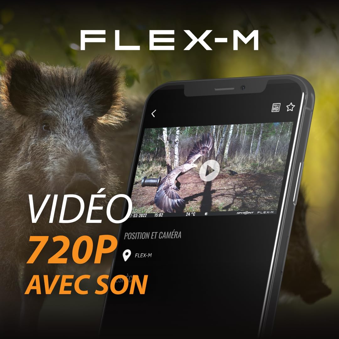 Spypoint Flex-M - Caméra de Surveillance cellulaire – Un Accessoire Indispensable pour Le repérage. sans Wi-FI, avec Vision Nocturne, détection de Mouvement, Photos 28 MP et vidéos 720p avec Son
