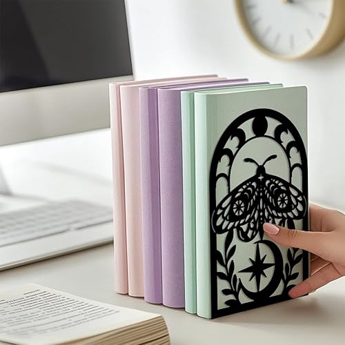 Miniatura 7 de Peacoblue Sujetalibros de metal para estantes, modernos tapones decorativos resistentes para libros de estudio, para oficina, escritorio, estante,