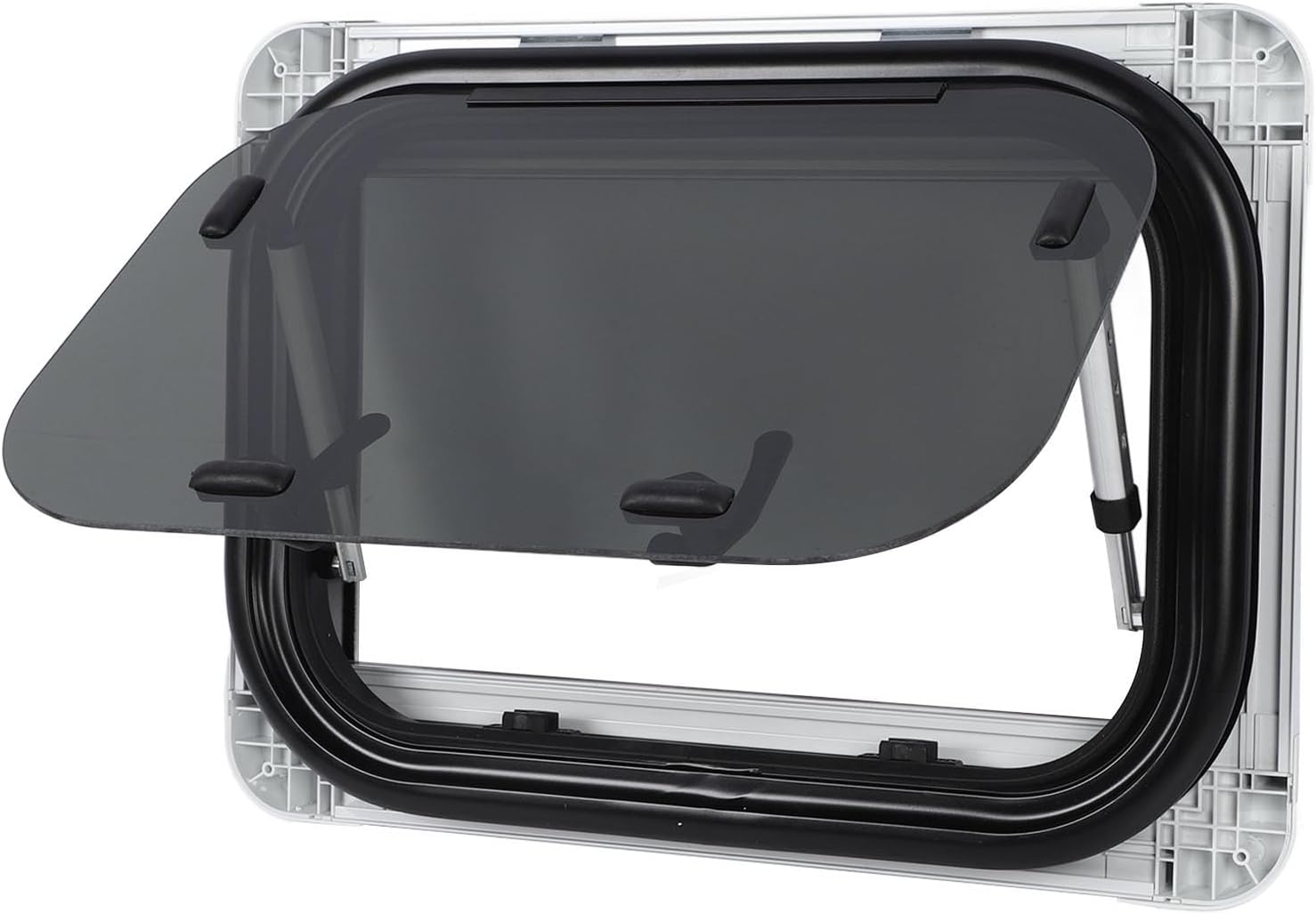 Sorandy 20 X 16in Push Out RV Window, UV Tempered Glass Hinged Window RV Exit Window with Screen and Sunshade Blind RV Side Window Replacement for Camper, Trailer, Mobile Homes