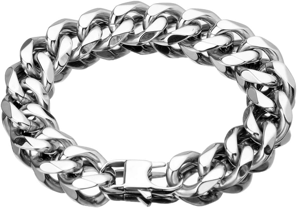 Hip Hop Mens Choker Stainless Steel Miami Chain Curb Cuban Link Rapper Necklace Jewelry with Tail