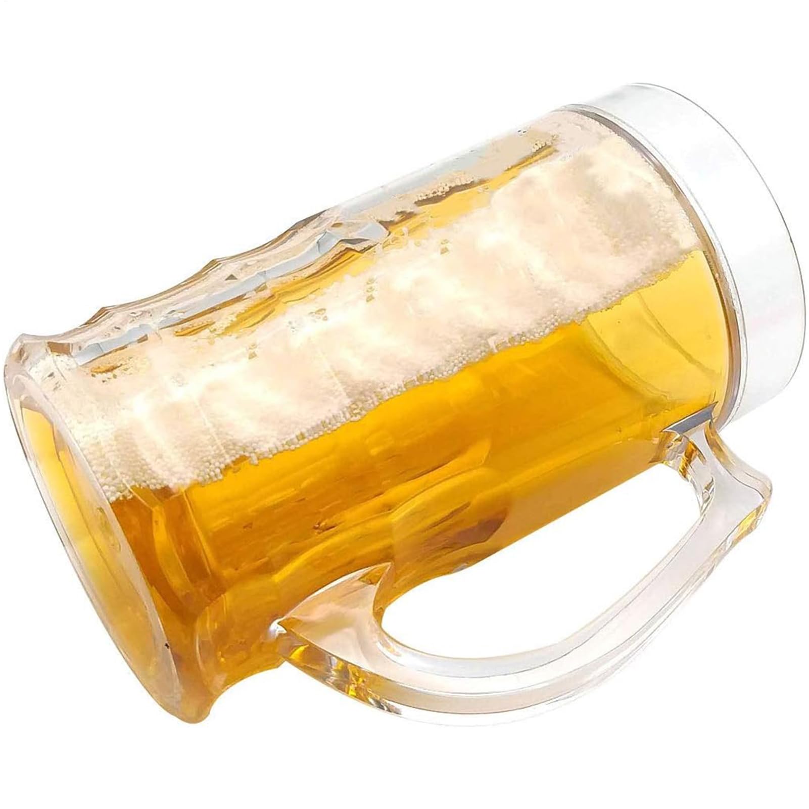 Simulated Beer Mug Funny - Fake Double Layer Beer Mugs with Handles - Dishwasher Safe Prank Toy Desk Ornament for Parties Barbecues and Holiday