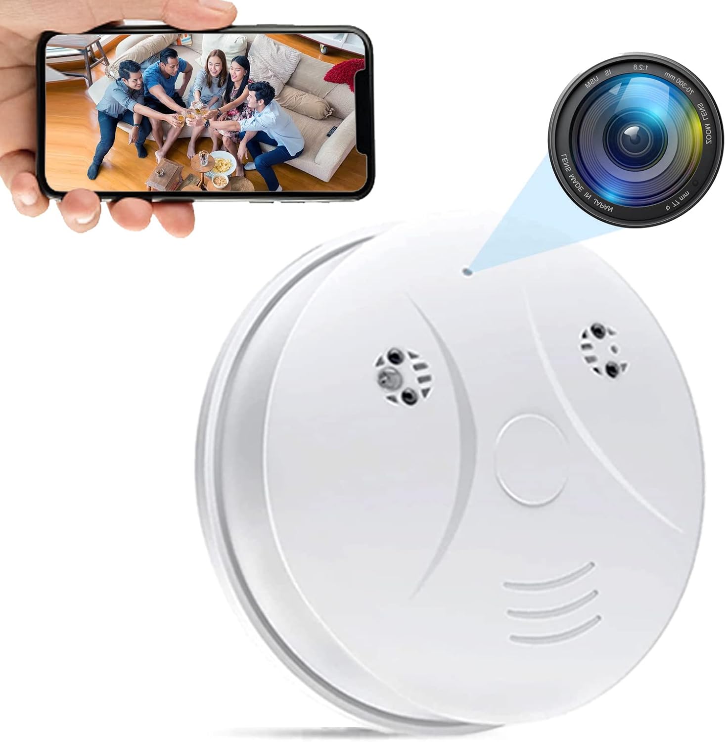 HD 1080P Camera Smoke Detector,WiFi Mini Small Nanny Cam wit