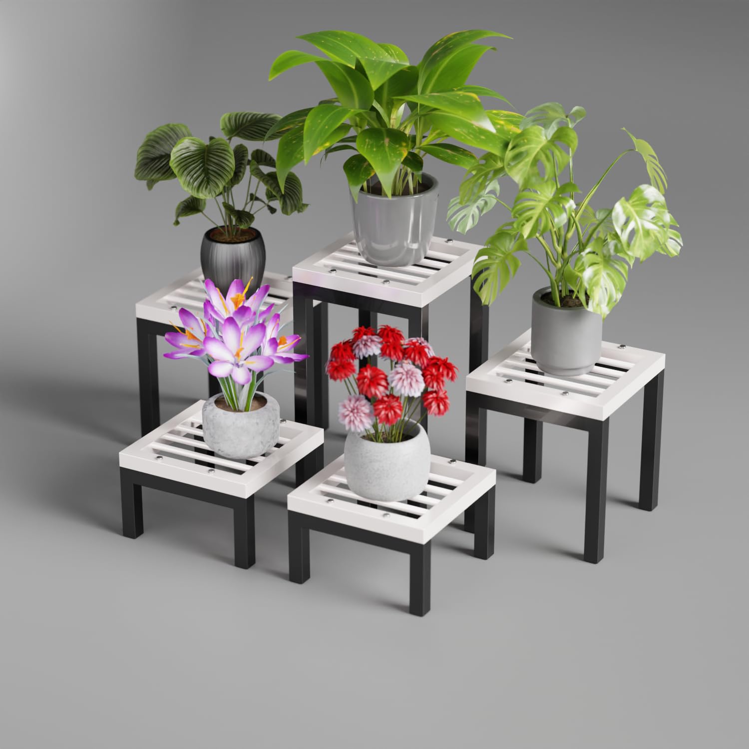 MILAD Plant Stand Indoor Outdoor Flower Plant Stand For Balcony Metal Planter Stands For Home Garden Balcony (Black & Ivory, Pack Of 5, S3) (B0CTQN8N4Q) Amazon Price History, Amazon Price Tracker
