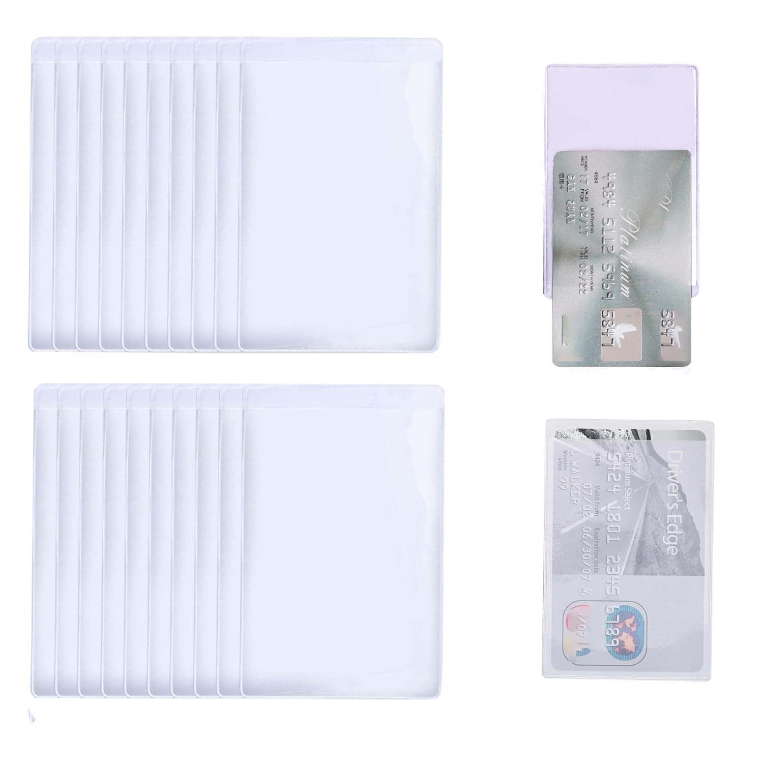 Big Bargain Store Transparent Credit Card Sleeves, 100 Pcs Waterproof Credit Card Holder Protector Sleeve, Clear PVC Water Resistant for Credit Cards, Business Cards, Social Security Card Protector