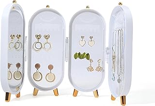 صندوق كنز - حافظة مجوهرات بمرآة قابلة للطي مع زخارف فنية ومقصورات آمنة للأشياء الثمينة