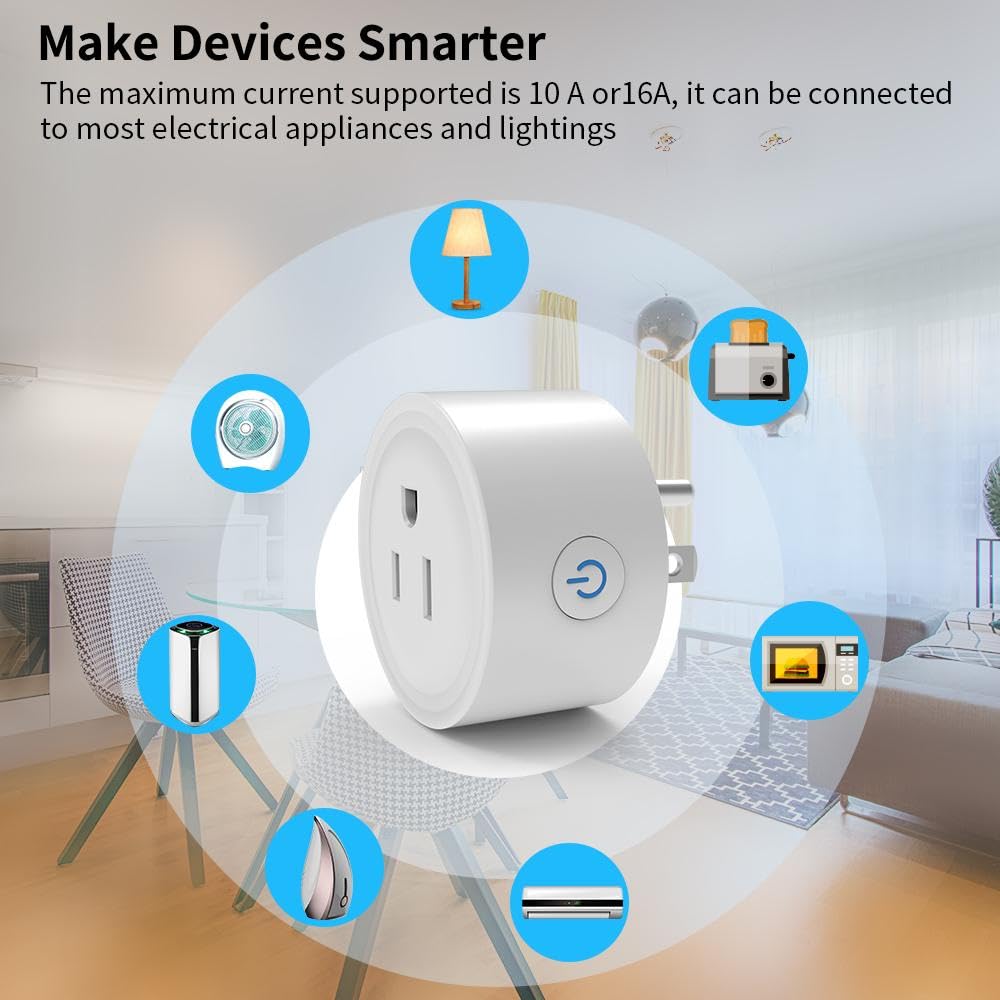 WiFi Smart Plug Smart Outlet Compatible with Alexa Google Home Timer Remote Control Smart Switch No Hub Required — view 3