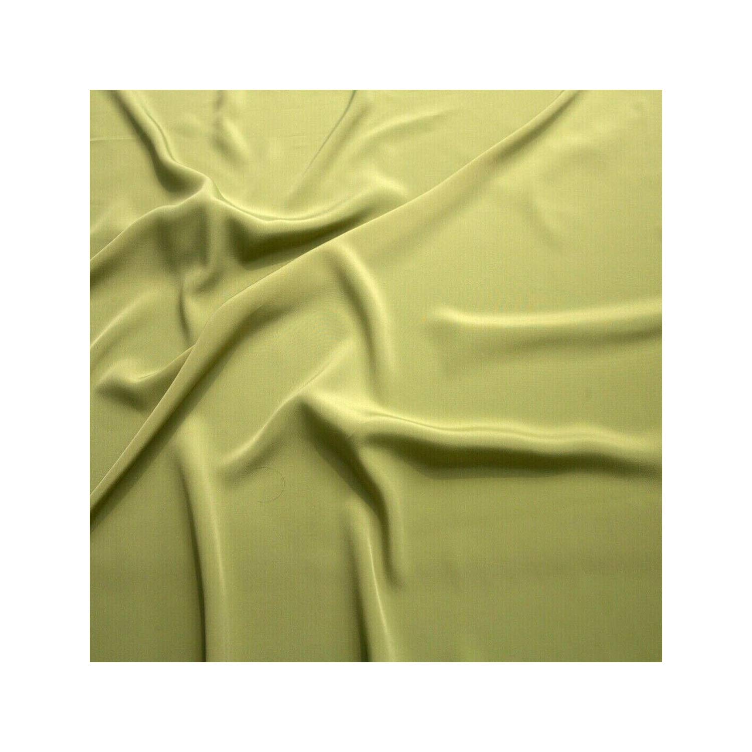 Fabrics King ONLINE Premium Crepe De Chine Fabric Silky Plain Dyed 45" - 112cm Wide Per Metre (Olive Green, 1 METRE)