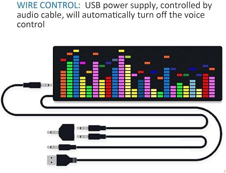 LED Music for SPECTRUM Indicator, VU Meter Screen Amp Lifier, RGB Audio Level Bar Display Analyzer Board Voice Control Wire Control For Car, Studio(Voice Control + Wire Control)