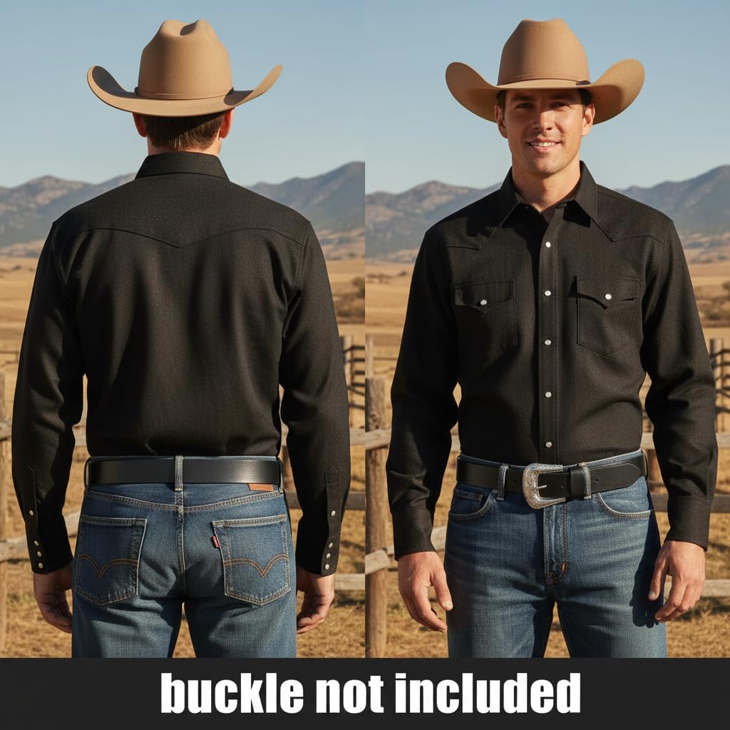 F&L CLASSIC Belt for buckle men Snap on Strap Full Grain One Piece Leather no buckle,1 1/2" Wide, USA - Image 9