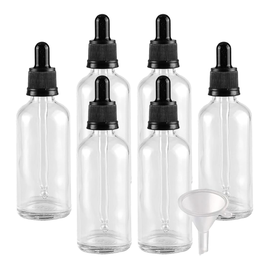 24 Piezas 100ml Transparente vidrio Botellas con cuentagotas y tapa de seguridad para Muestra Fragancias de Aceites Esenciales de Aromaterapia Masaje