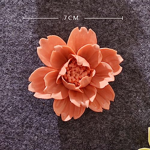 dijiusidy Fleurs en céramique en Trois pour Dimensions Fleur tenture Murale Artisanat Salon Affaires Art décoration Fond Mural, Orange, Petit – vue 2