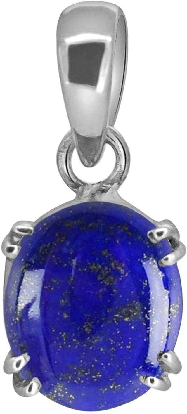 Lapise lapis lazuli Certfied Necklace - precious Oval Shape Stone Pendant 8.55 Carat ( 9.25 Ratti ) Pure 925 Sterling Silver Pendant
