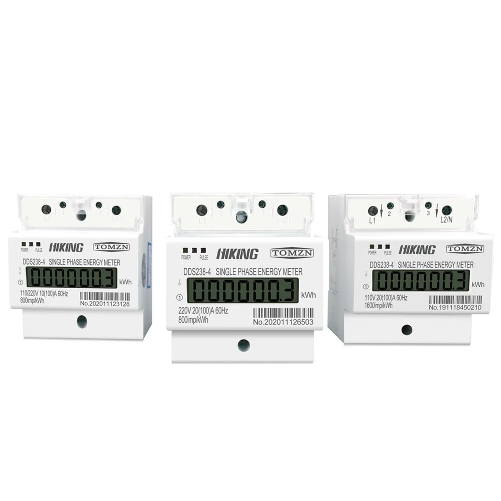 100 A, 110 V, 220 V, 50-60 Hz, LCD, jednofazowy, 2-żyłowy 3-żyłowy licznik energii w kWh (L N 220 V 60 Hz)