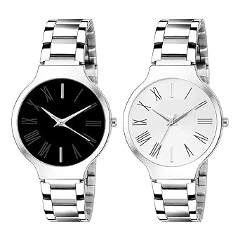ON TIME OCTUS Analogue Womens Watch (Multicolour Dial Silver Colored Strap) (Pack of 2)
