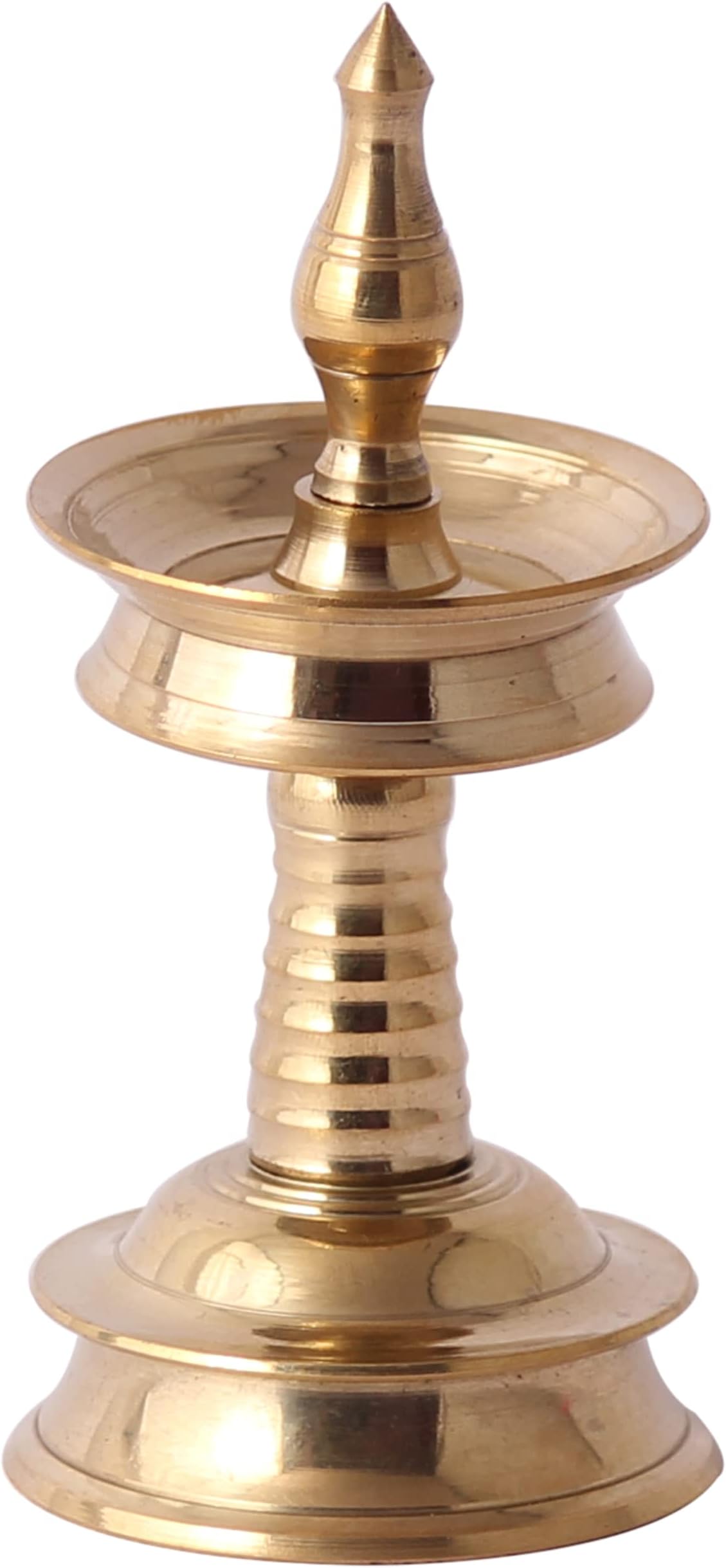 Akshataยฎ Pure Kerala Samai Diya for Pooja | Brass Nilavilakku | Traditional Diya | Diwali Decoration | Onam Ghee/Oil Vadak | 5 Inch | Brass Kuthuvilakku (1PIECE)