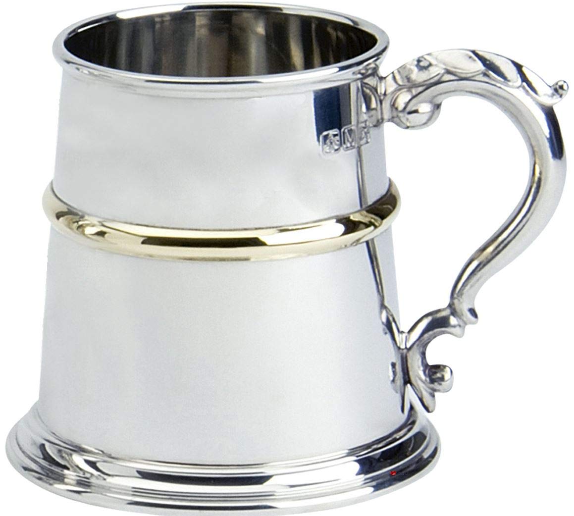 Jarra de peltre tradicional para cerveza y cenas con base de latón I LUV LTD
