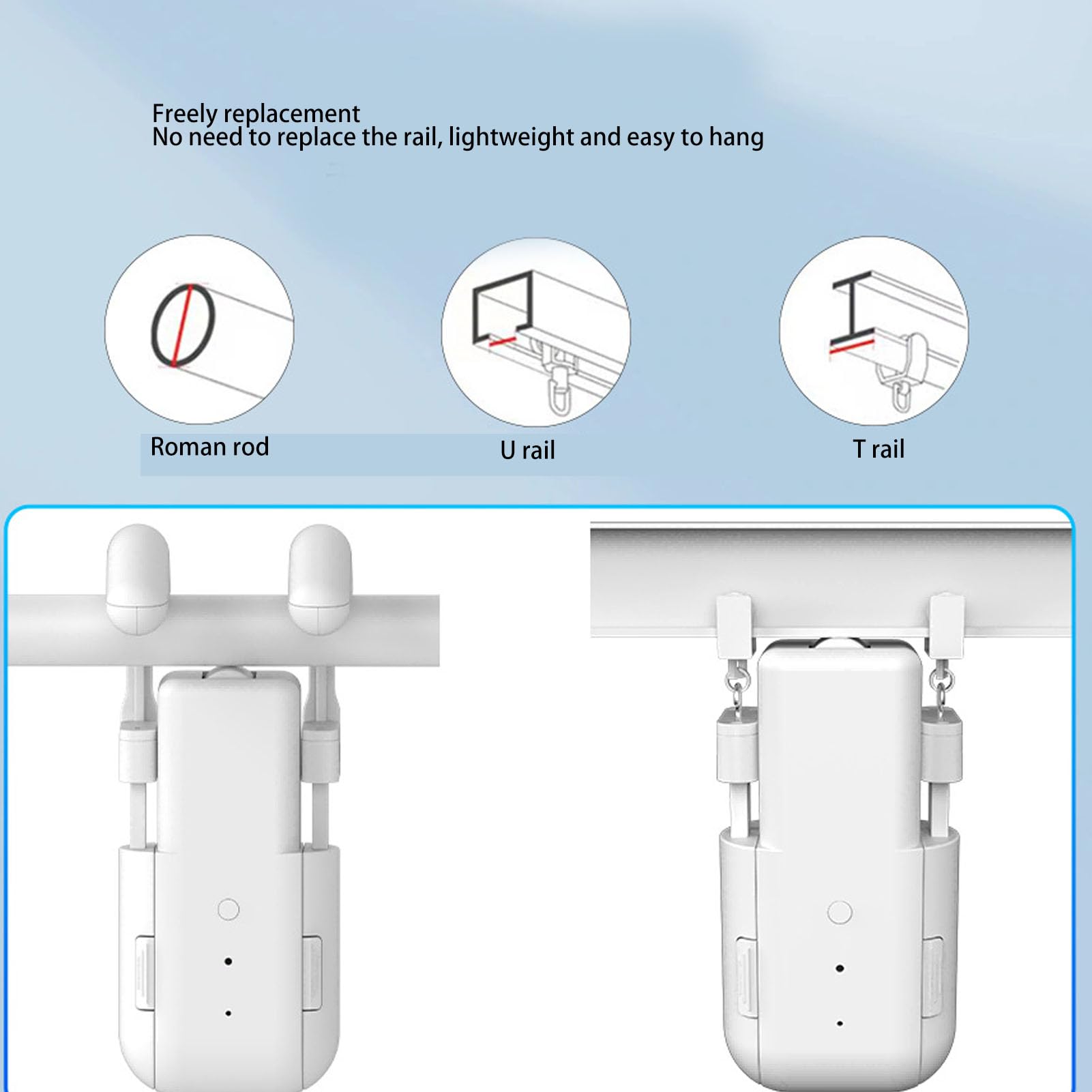 Bewinner Automatyczny Otwieracz Zasłony i Bliżej, BT Inteligentna Kurtyna Zwalniająca z Timerem, Sterowanie Głosem WiFi Electric Switch Robot dla R -Rail U Rail Red Rod