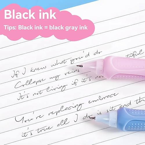 Miniatura 4 de 6 bolígrafos borrables de gel de tinta azul con borrador, bolígrafos de punta fina de 0.020 in para niña, agarre cómodo premium, divertidos