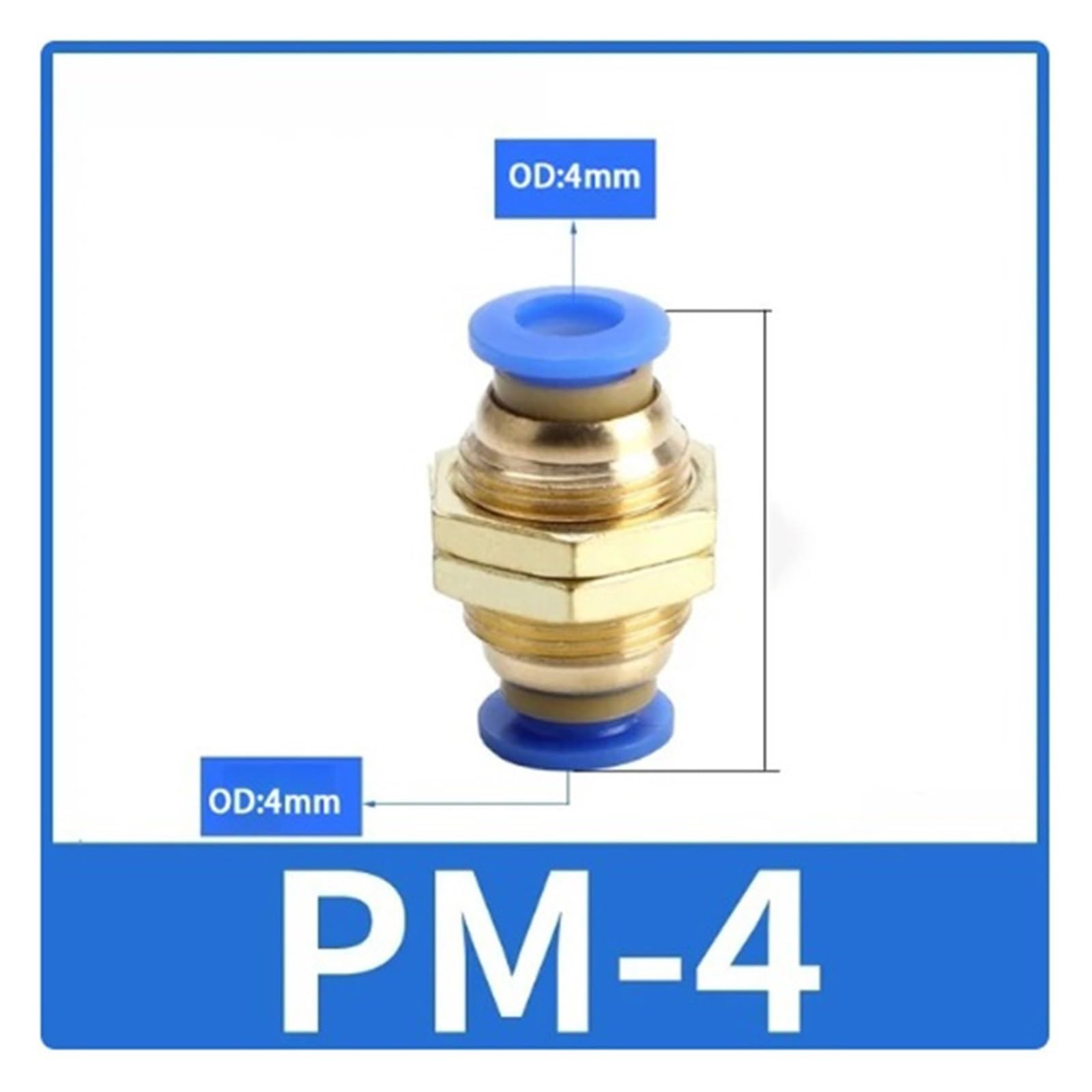 Connettore diretto pneumatico ad aria PM, tubo da 4 mm a 12 mm di diametro esterno, connettore gas a pressione con un pulsante, connettore rapido in ottone (PM4,5 pezzi)