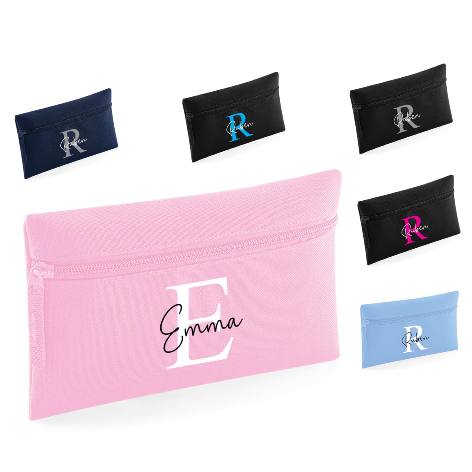 Personalised Children's Pencil Case with Custom Name & Initial - Boys & Girls Back to School - Customised Primary School & Nursery Pencil Case
