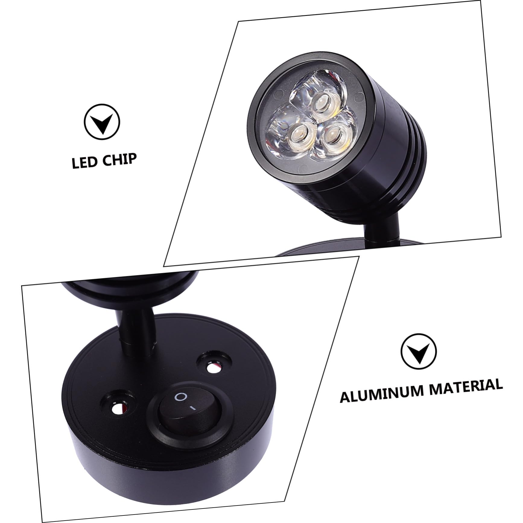 Hemobllo Plafonnier Corps Réglable LED 12v pour Camping-car en Aluminium Noir Lampe Murale LED et Protection Environnementale, Éclairage Intérieur Polyvalent