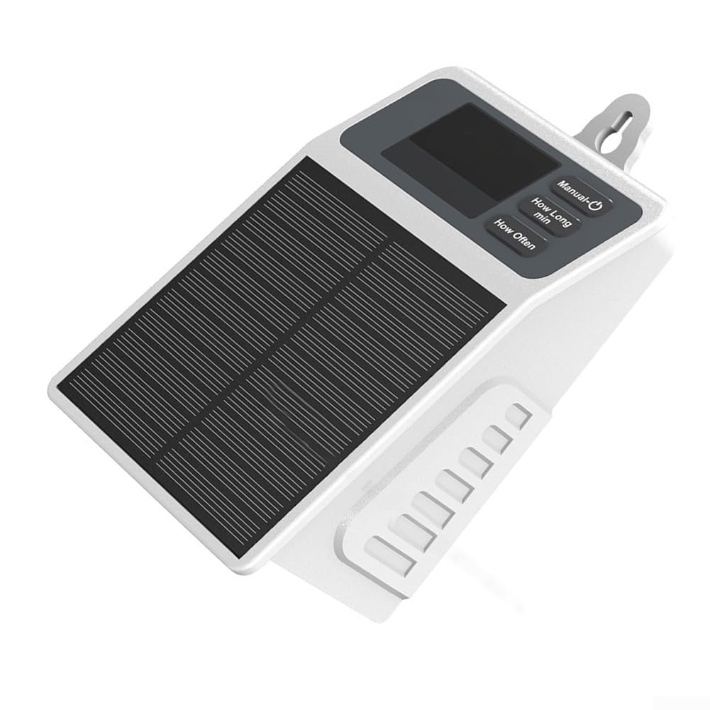 Sistema di irrigazione automatico con ricarica solare, timer USB-C per piante, 2200 mAh per batteria, impermeabile IPX5, frequenza e durata regolabili, per 10-15 vasi, per interni ed esterni, giardino