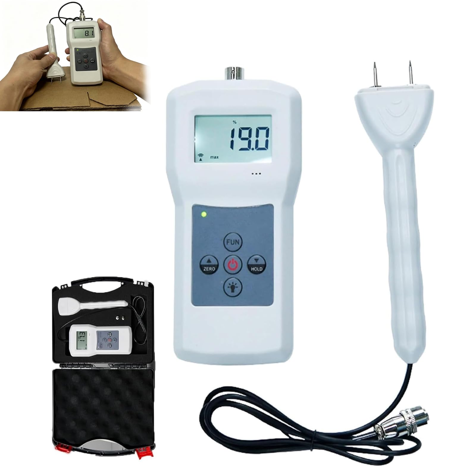 LYSDIANPU Paper Moisture Meter Tester, High-Precision Carton Hygrometer with Display Screen, Measuring Range 0-95%/Accuracy: 0.1/Accuracy ±0.5% for Cardboard, Paper Roll, Paper Tube, Waste Paper Bag