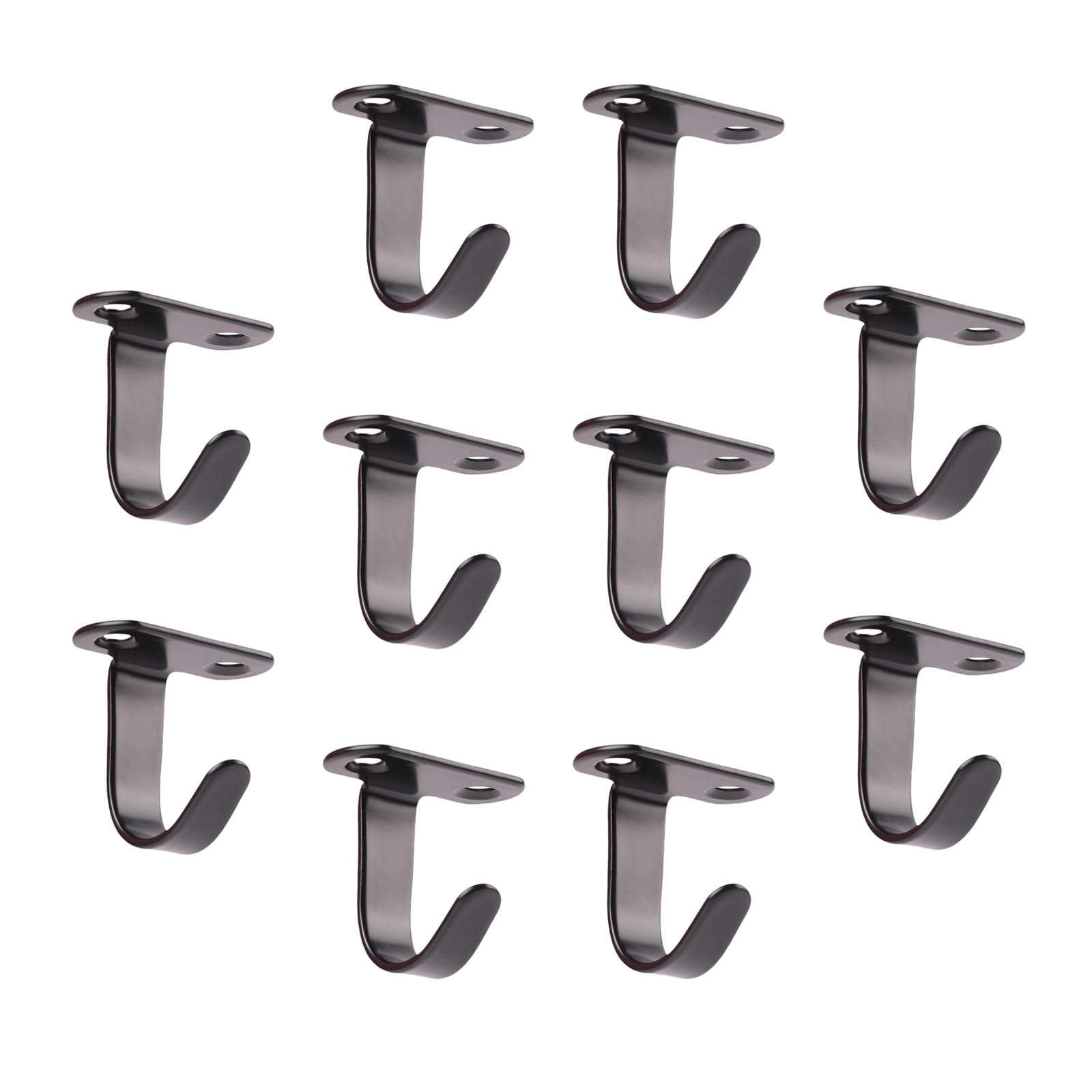 yanwuwa 10Pcs Multipurpose Black Stainless Steel Hooks Wall Mount Coat Hanger for Bathroom Black Single Hook