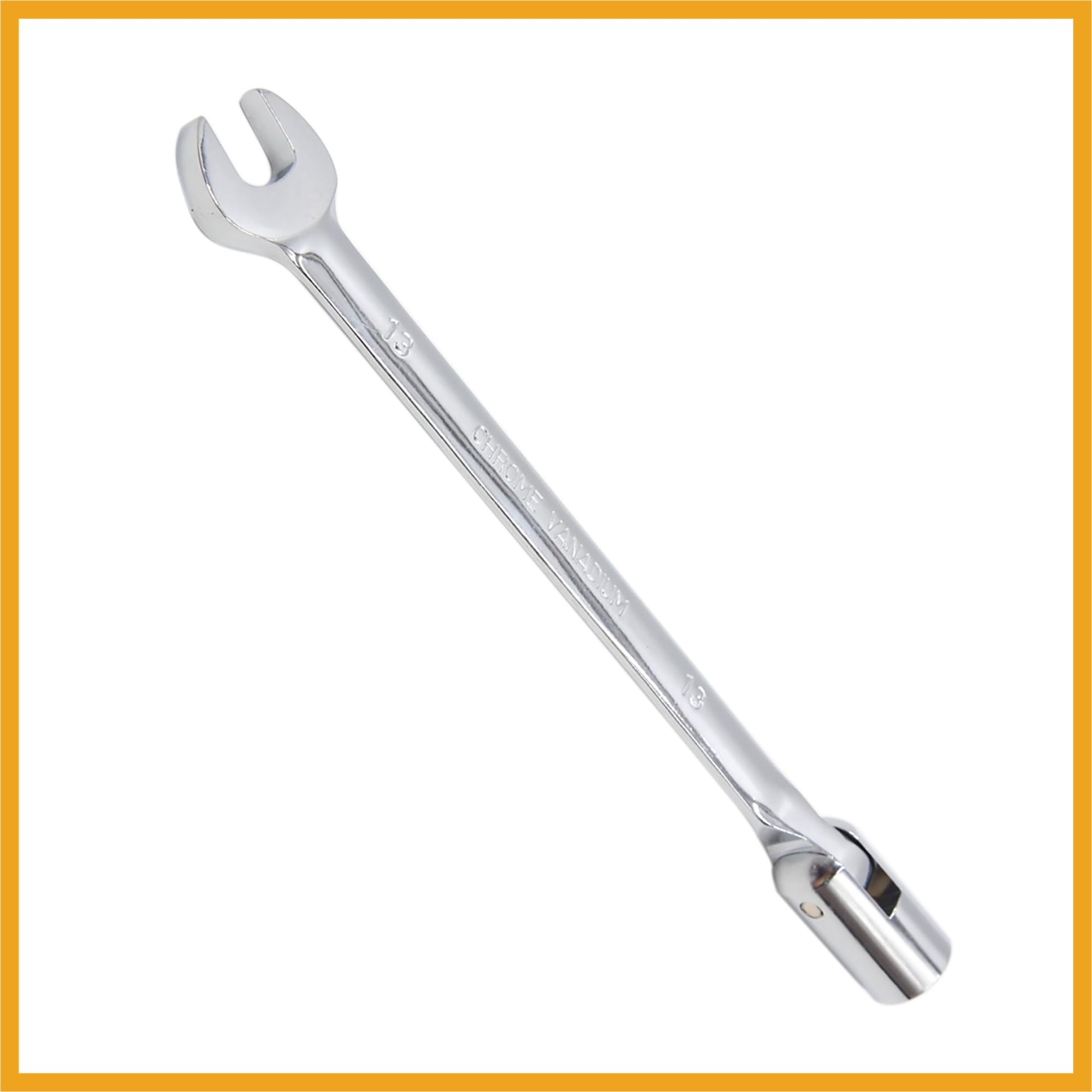 Partuto 13mm Swivel Head Combination Socket Spanner Wrench Car Repair Tool Replacement, Silver Tone, 21X2X2 - Image 4