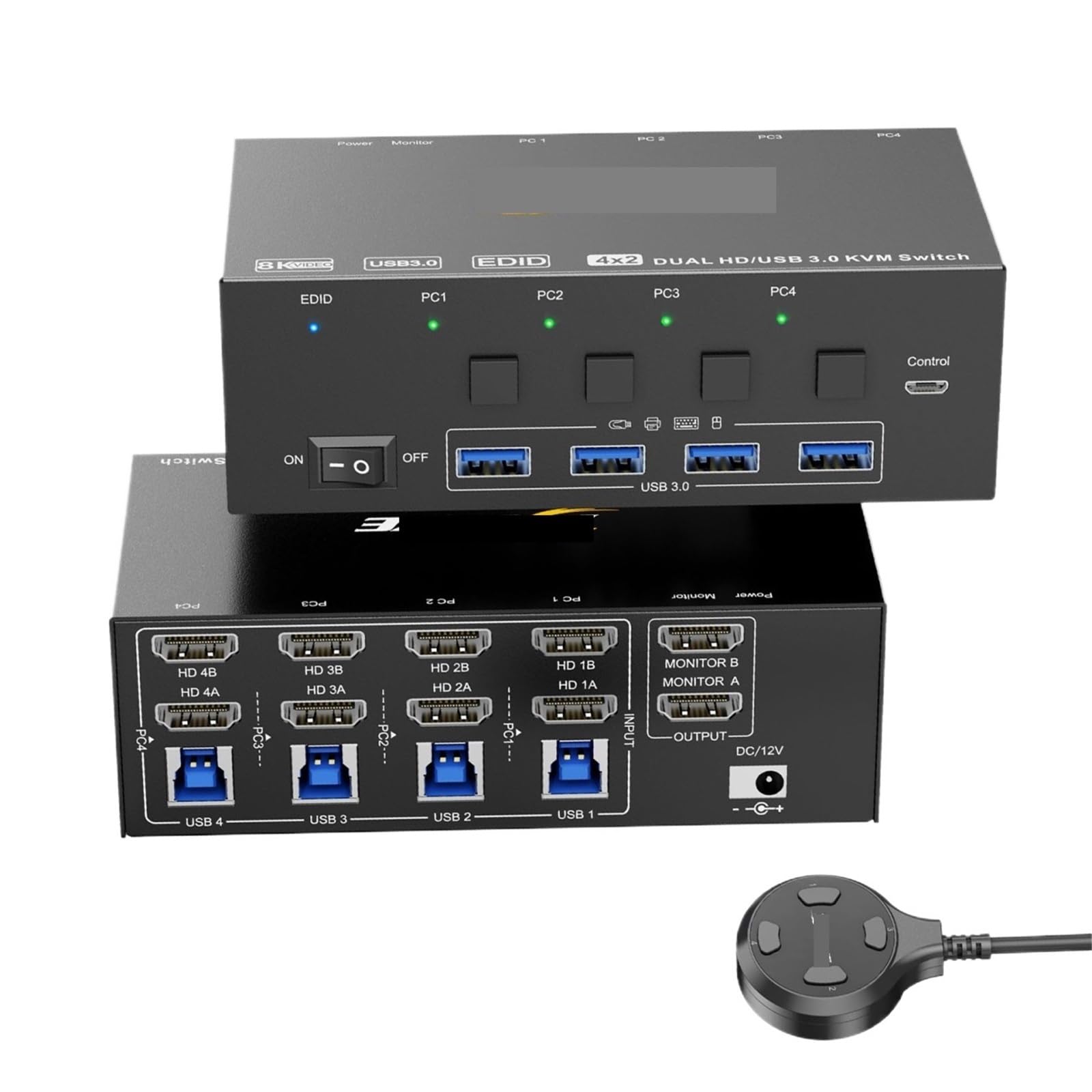 8K@60Hz KVM Switch 2 Monitors 4 Computers HDMI,USB 3.0 KVM Switcher Box with Emulator for 4 Computers Share Keyboard(with AU Plug)-image-35
