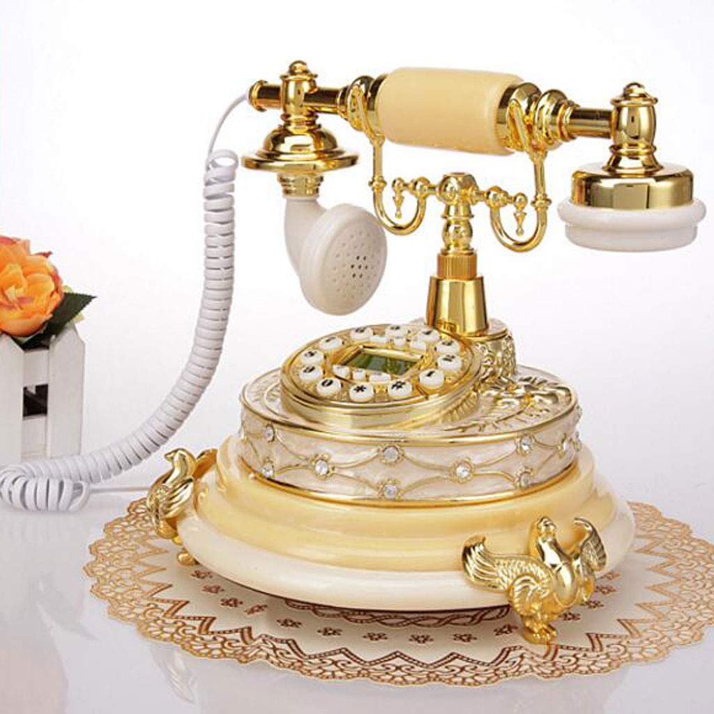 Telefon Zabytkowy telefon Europejski retro Kreatywny moda Domowy stacjonarny Ogród Biuro(Yellow)