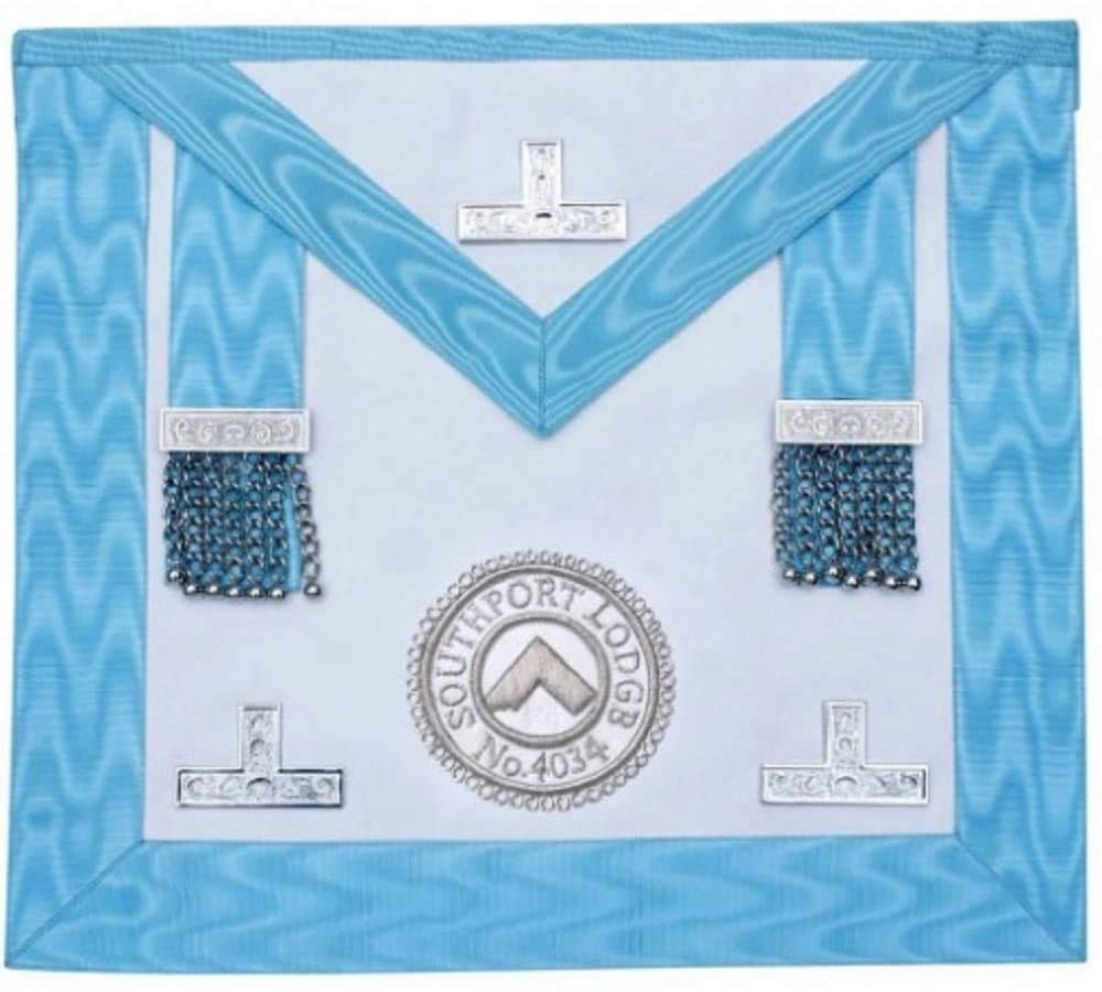 Tablier Worshipful Master en peau d'agneau véritable pour loge maçonnique