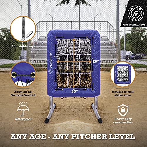 Alagpro Pocket Pitching Net 9 Hole Pitching Target Strike Zone For Baseball & Softball Pitchers - Best Pitching Aid For Improve Accuracy, Pitcher Training Equipment + 3 Weighted Practice Balls #TOP1