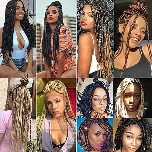 Crochet Hair Medium Box Braid Crochet Hair 14 Inch 7 Packs Crochet Box Braids Hair Pre-Looped, 20Strands/Pack Goddess Box Braid Crochet Hair, Ombre Crochet Hair (14 Inch, 1B) #TOP7