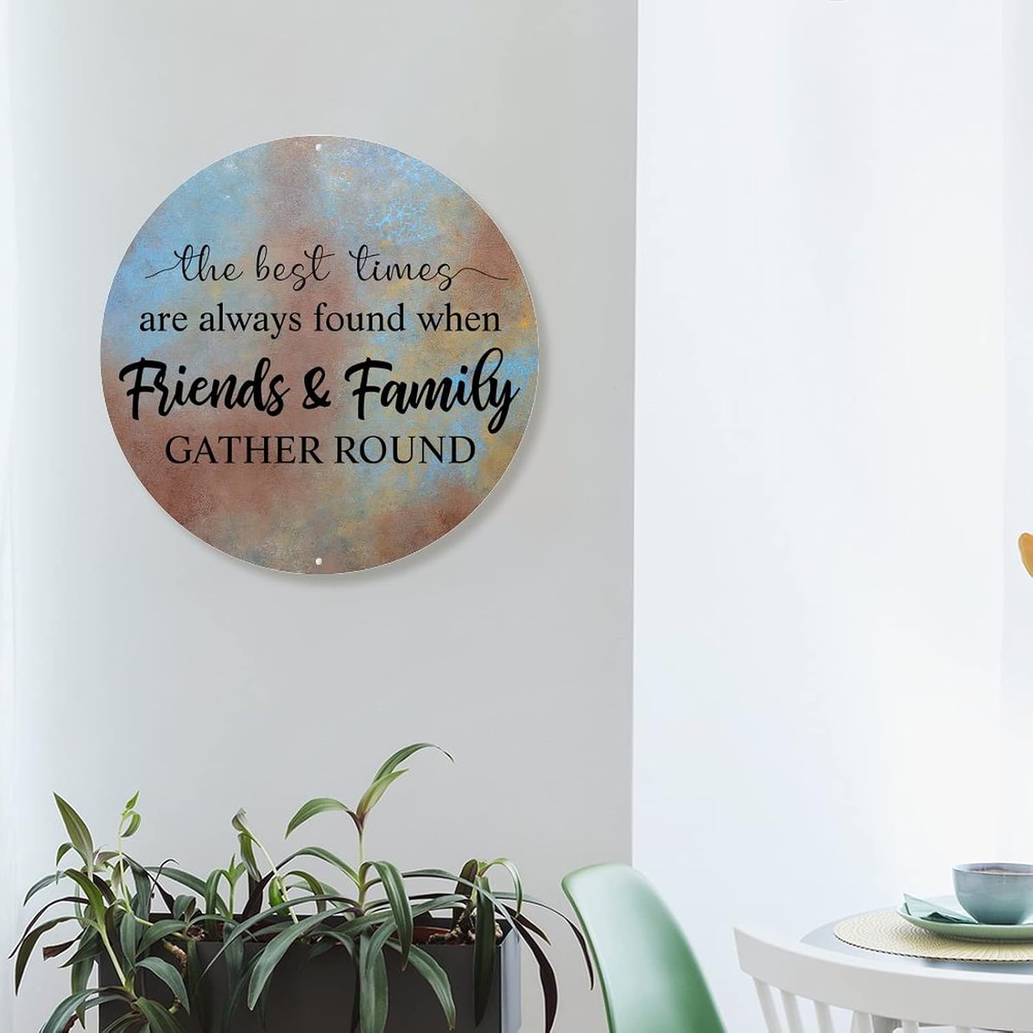 The Best Times Are Found When Friends & Family Gather Round Signs Humour Quotes Round Metal Tin Signs Wall Art Farmhouse Decor Wreath Sign Rustic Wall Decor For Bedroom Cafe Bar Office Garage image 4