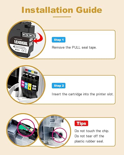 Miniatura 4 de LC406XL - Cartuchos de tinta compatibles con impresora Brother MFC-J4335DW MFC-J4345DW MFC-J4535DW MFC-J5855DW MFC-J5955DW MFC-J6955DW (LC406XLBK,