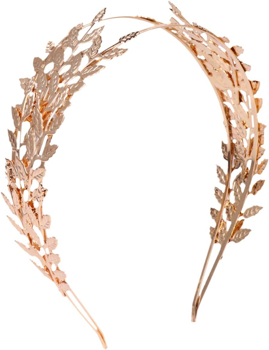 Gold Leaves Crown Roman Laurel Grecian Goddess Headband Greek Roman Leaf Wedding Headpiece for Brides Girls Women (Golden)