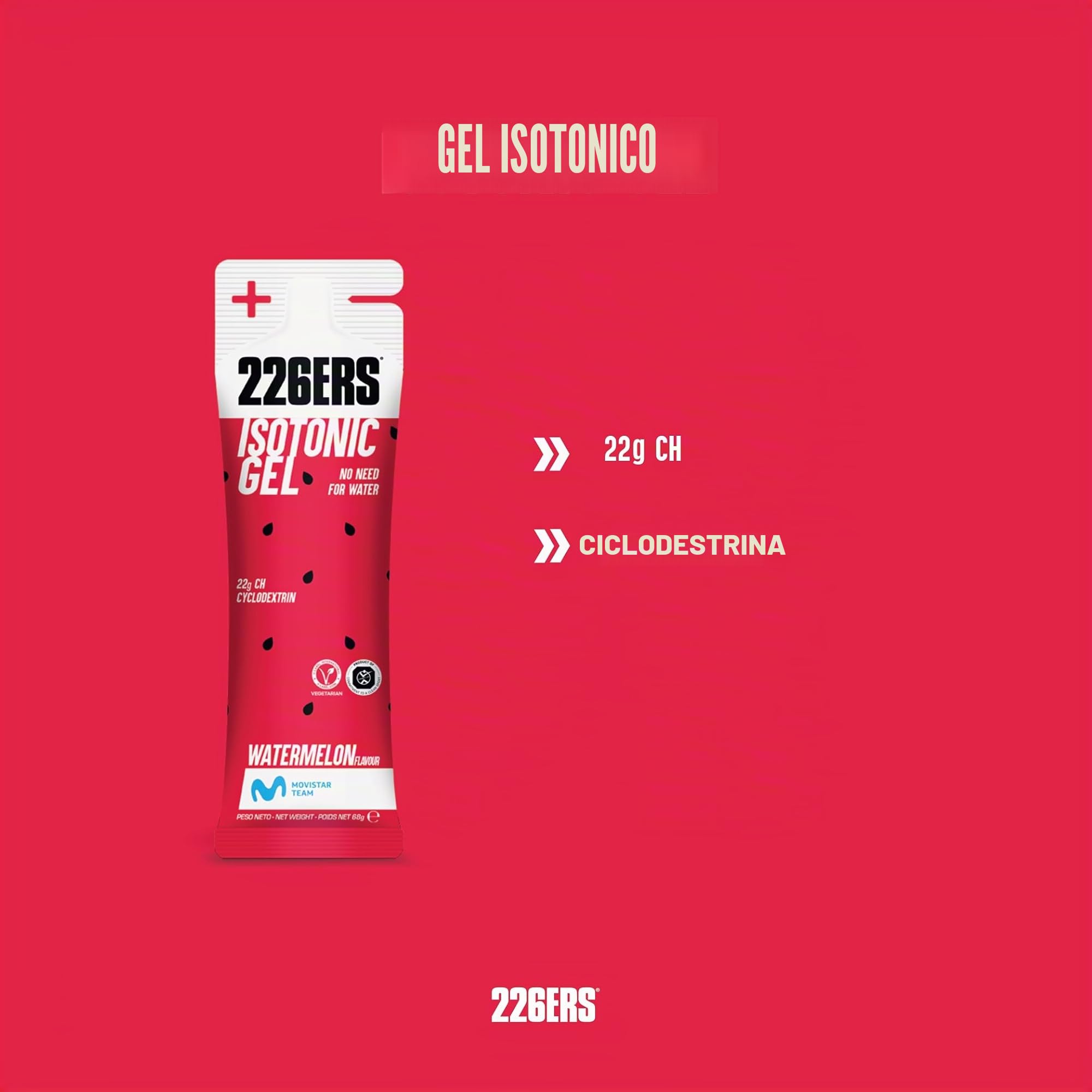 226ERS Isotonic Gel, Gel isotonico sportivo ciclodestrina, anguria, 24 x 68 g