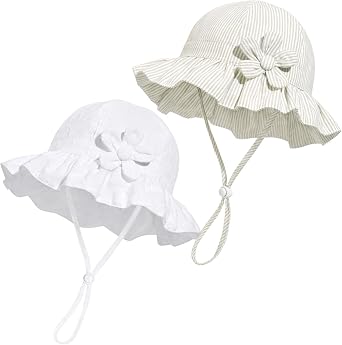 Baby Girl Wide Brim Bucket Hats with UPF 50+ Outdoor Adjustable Beach Hat with Sun Hat
