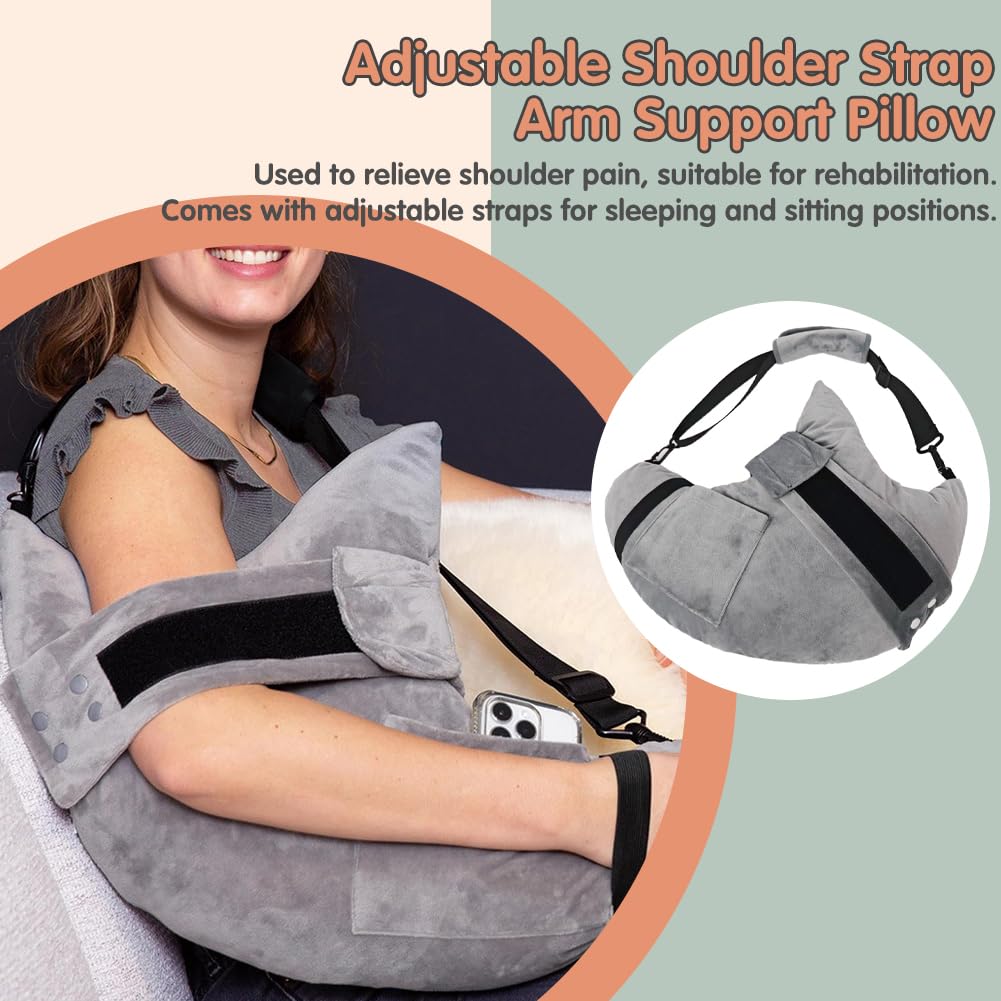 RANJIMA Coussin d'épaule après chirurgie avec poche pour bras, manchettes de rotateurs pour dormir, coussin orthopédique pour dormir sur le côté et le dos, coussin de soulagement des épaules