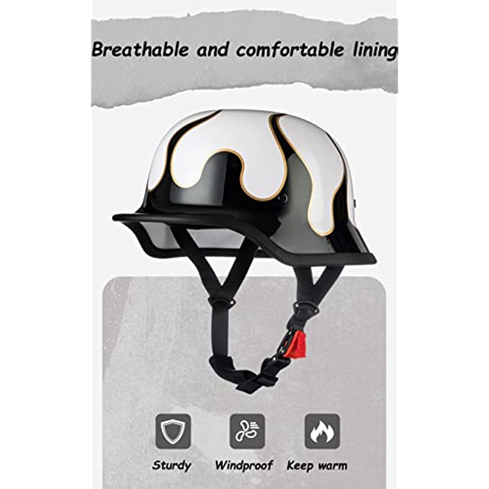 Open Face Motorcycle Helmet DOT Certified - Vintage Half Helmet With Clear Visor For Men & Women