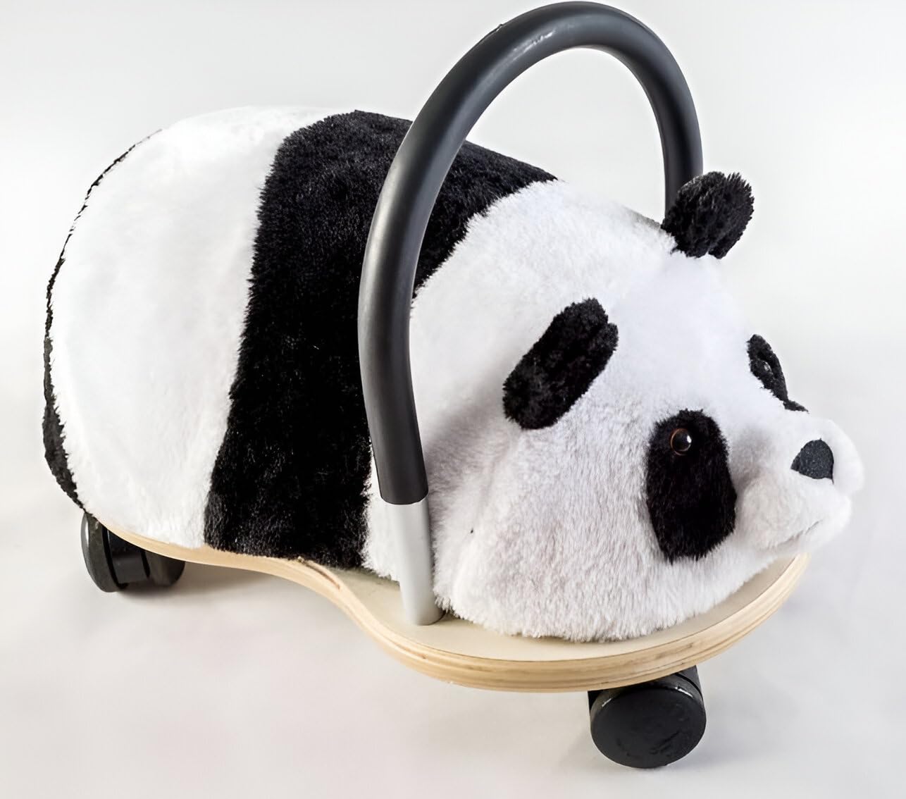 Wheelybug Drewniane zwierzątko do jazdy z wymienną pluszową osłoną, certyfikowana zabawka rozwojowa z certyfikatem bezpieczeństwa, mała (1-3 lata), pluszowa panda