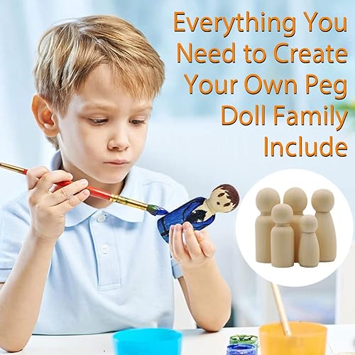 Miniatura 6 de Abnaok Paquete de 50 muñecas de madera sin terminar, personas de clavijas, cuerpos de muñeca, figuras de madera, muñeca decorativa para niños,