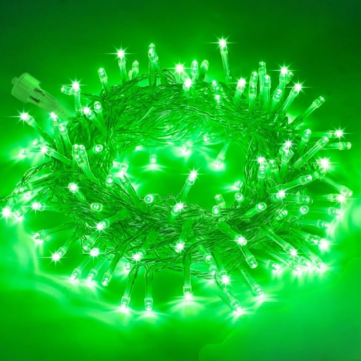 Image of TEKCOOL 35 Feet Long LED Power Pixel Serial String Light, 360 Degree Light in Bulb | Copper Led Pixel String Light for Home Decoration,Diwali,Christmas(Green) Pack of 1.
