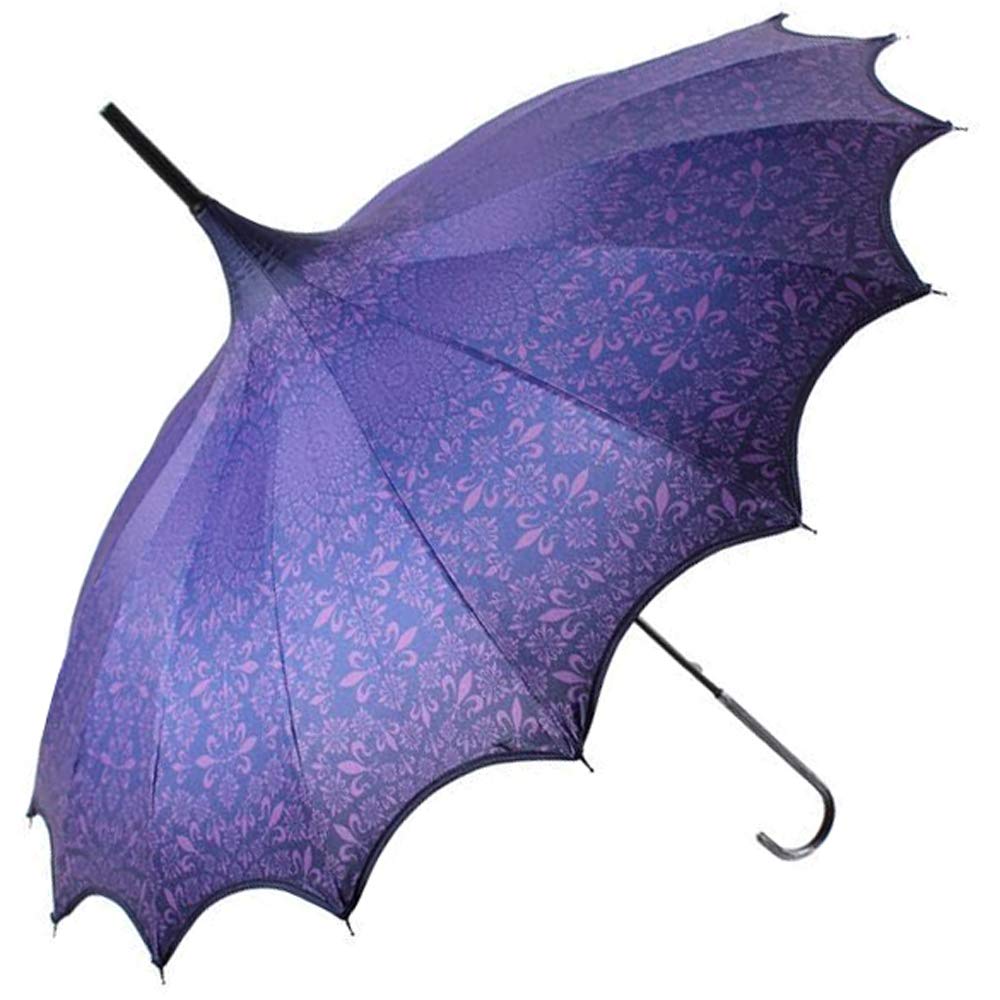 SoakeBoutique Patterned UVP Pagoda Umbrella with Scalloped Edge - Purple