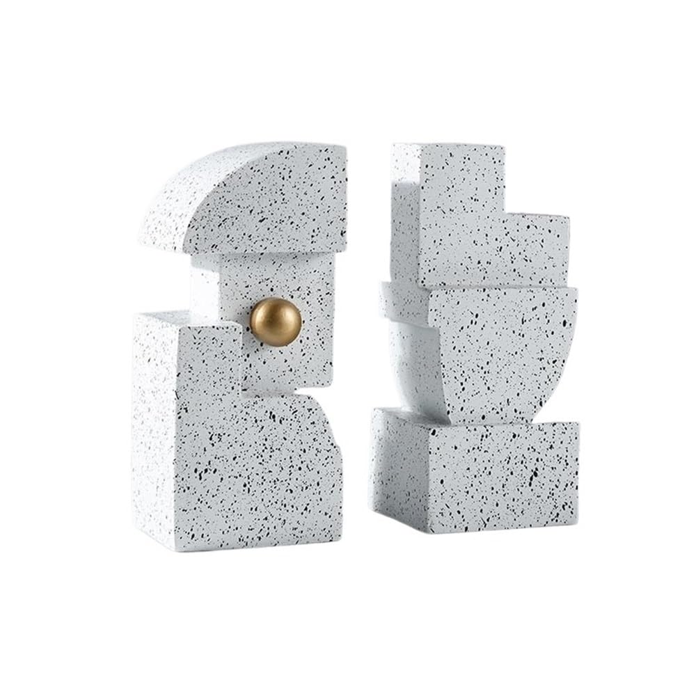 FZL02068LM Book Ends Resin Bookends - Heavy Duty Book Ends Decor for Living Room, Bedroom, Office Bookends(White)