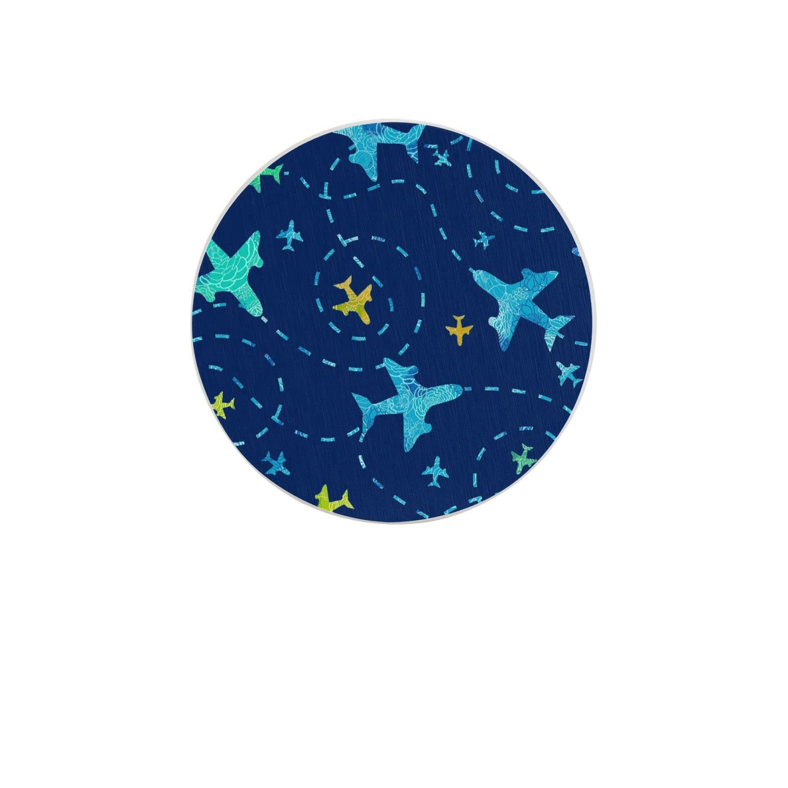 Unique Design Nay Blue Airplane Six Piece Coaster Heat-Resistant Reusable Saucers for Drinks Wine Glasses Plants Cups Mugs