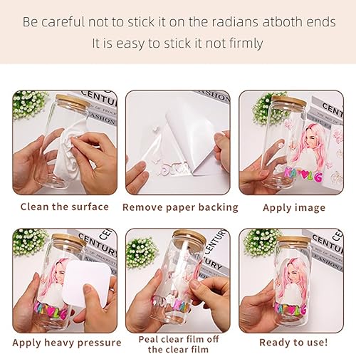 Miniatura 6 de Uv Dtf Cup Wrap Transfer para vasos de vidrio, 10 hojas Uvdtf Rub on Transfers para tazas, tazas de café helado, botellas de agua, muebles,