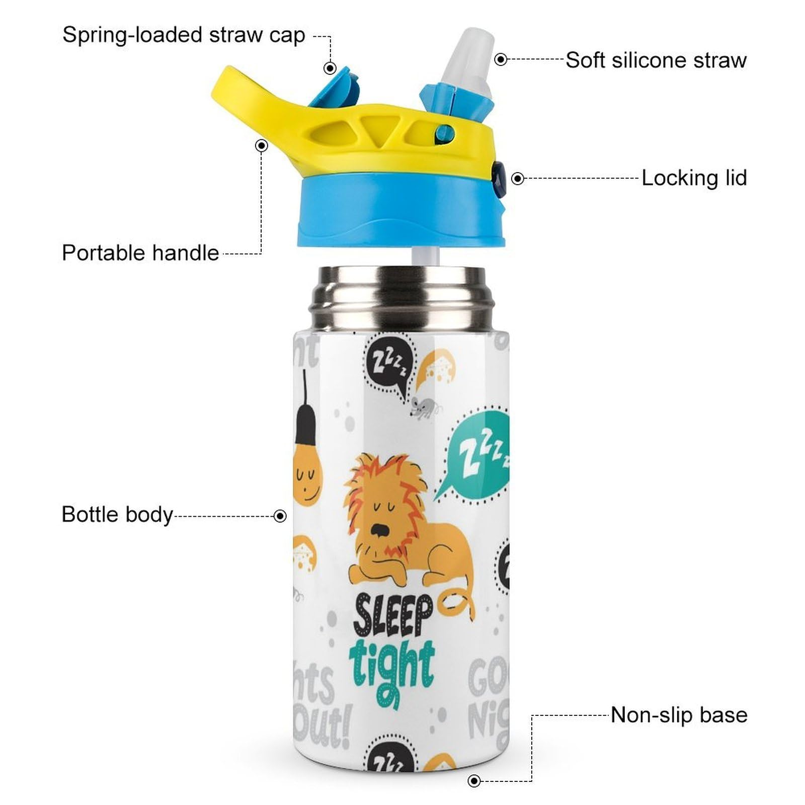 昭和の思い出 快傑ライオン丸 ライオンイラスト 子ども用水筒 500ml