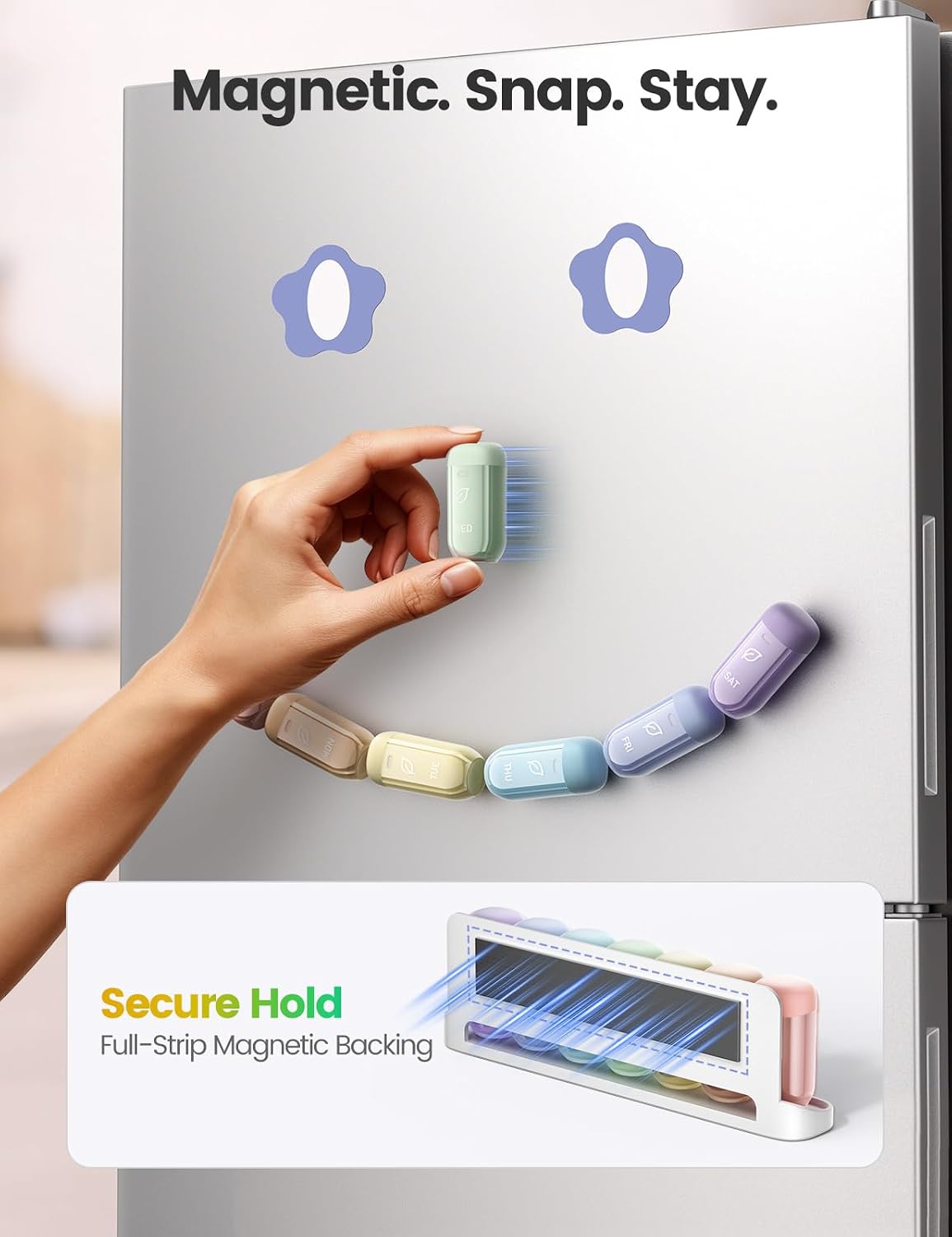 Weekly Magnetic Pill Organizer, 7 Day Once Daily, Removable Cases image 2